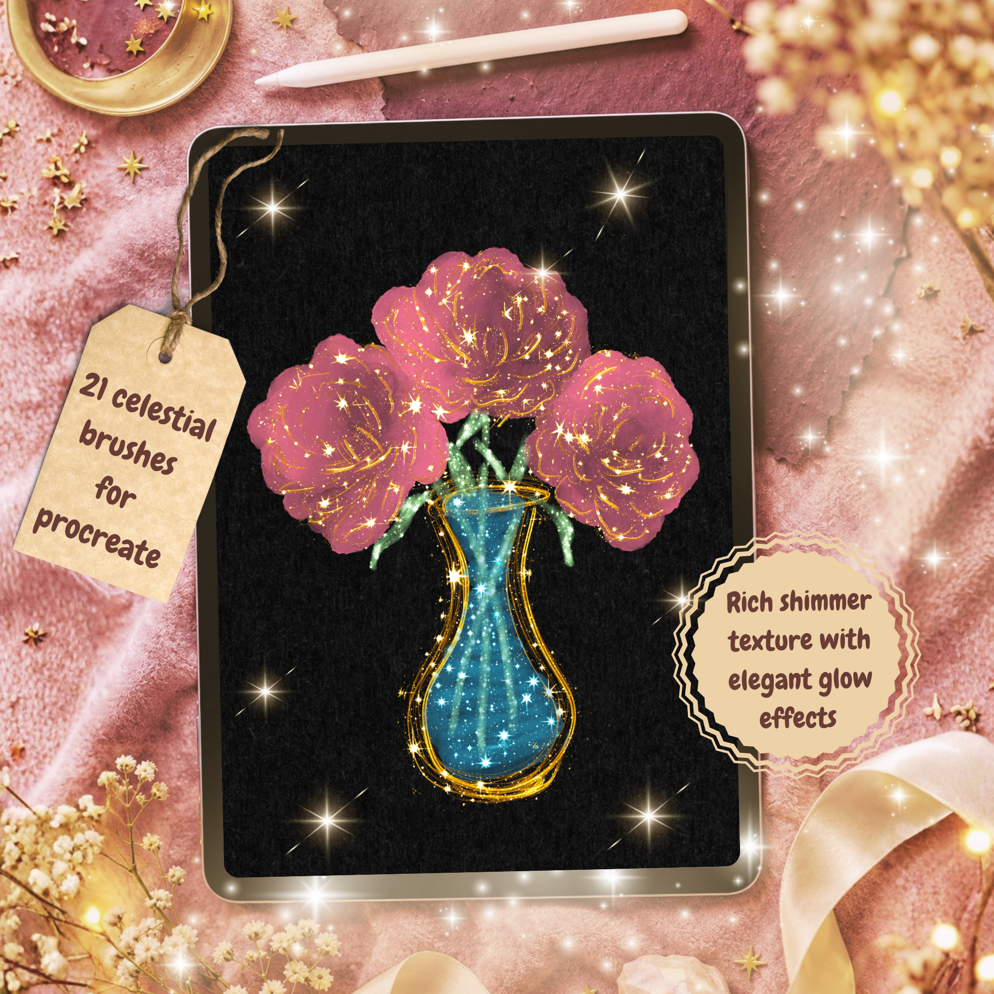 Celestial glitter brushes