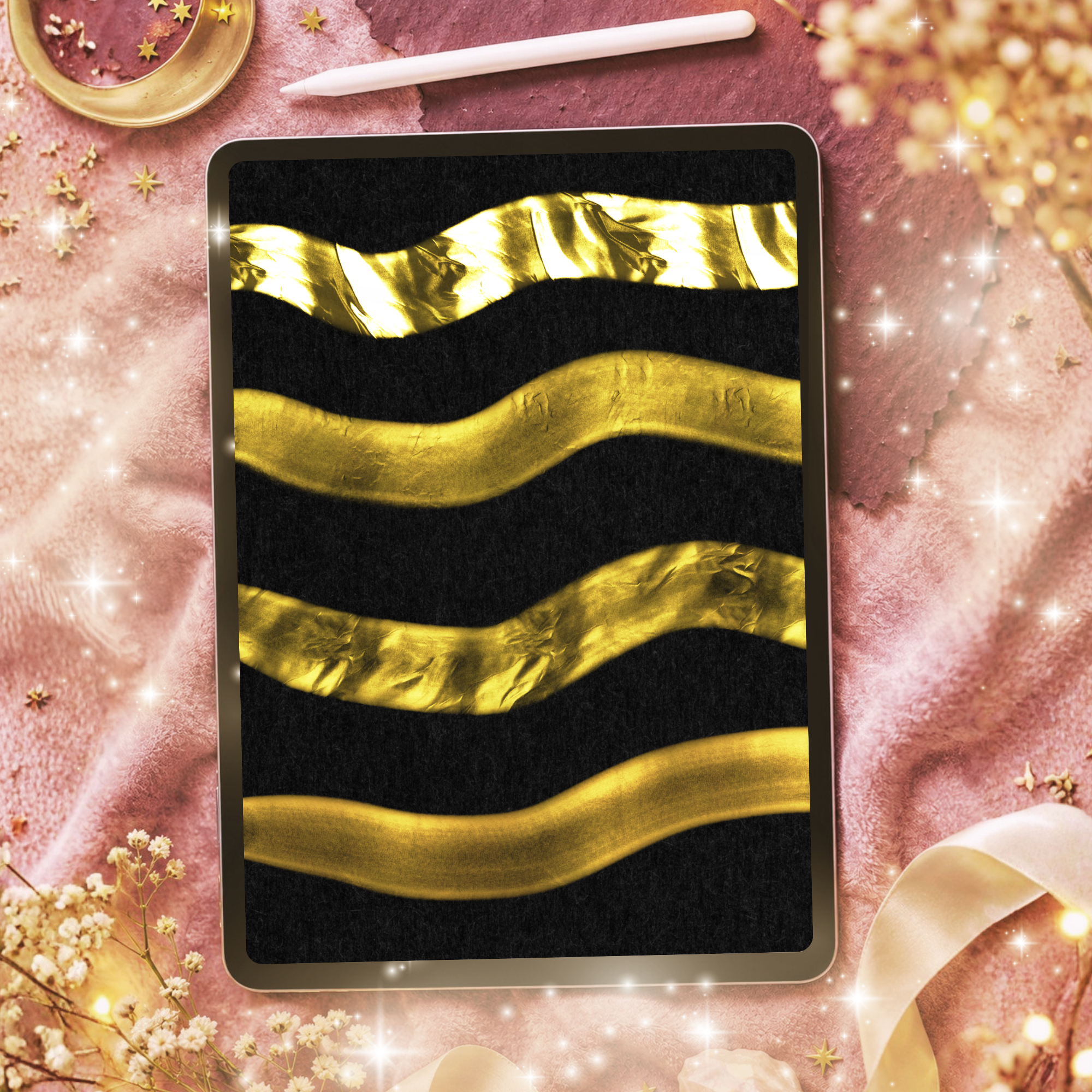 31 Gold Foil Brushes for Procreate – Metallic Lettering & Luxury Design Brushes - Image 3