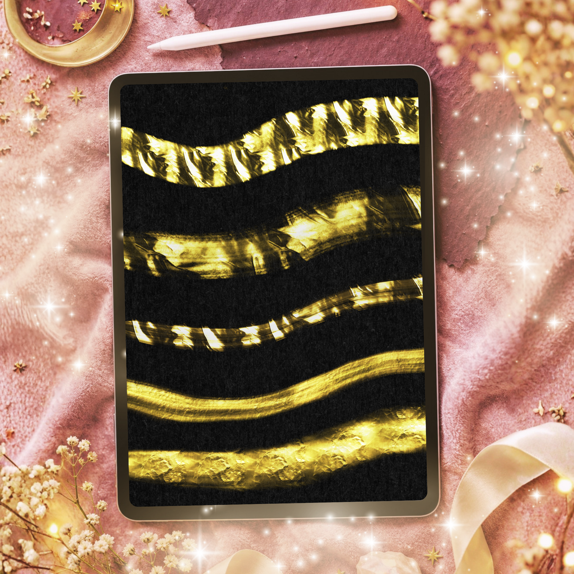 31 Gold Foil Brushes for Procreate – Metallic Lettering & Luxury Design Brushes - Image 2