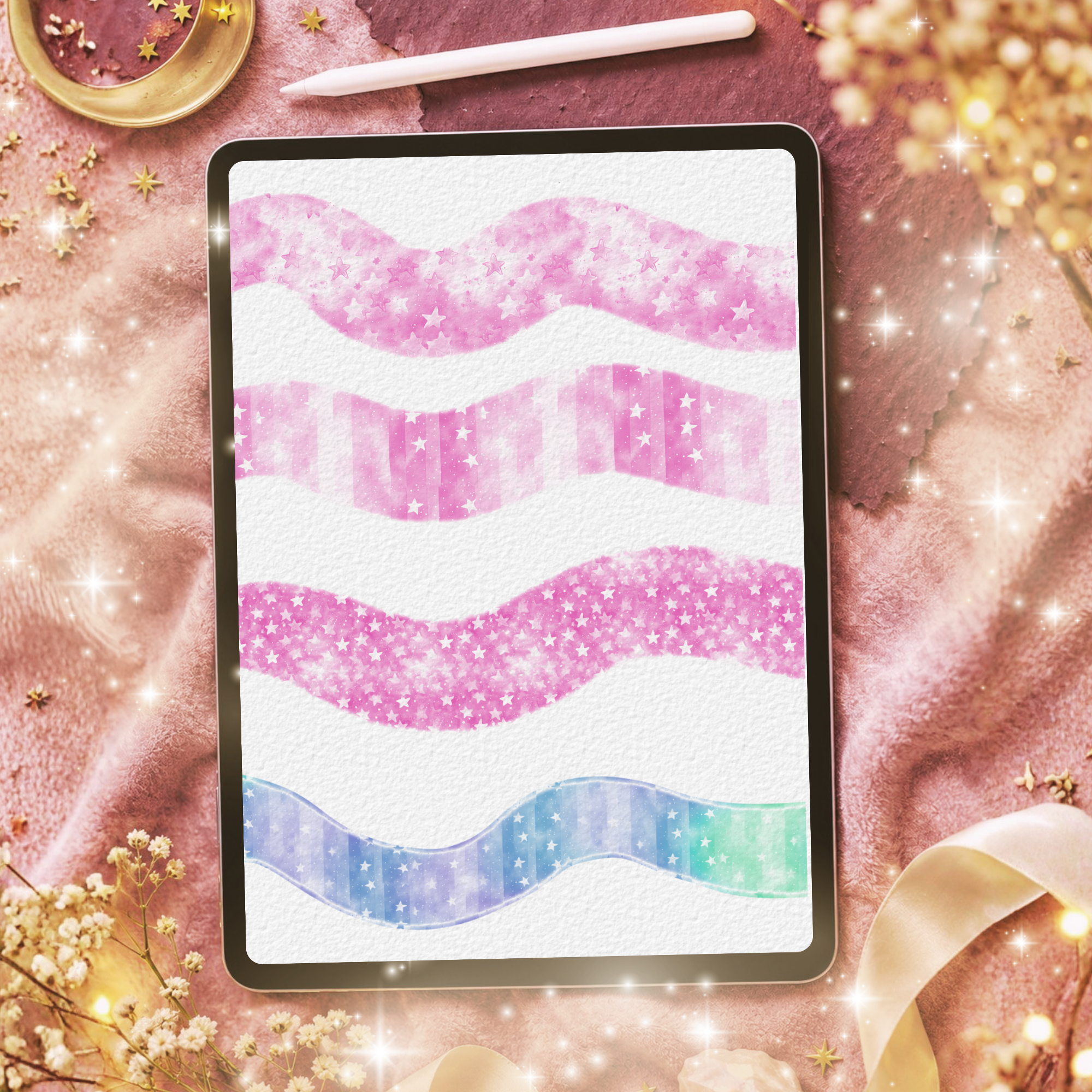 24 Crazy Stars Procreate Brushes ✨ Rainbow Glitter & Watercolor Effects - Image 3