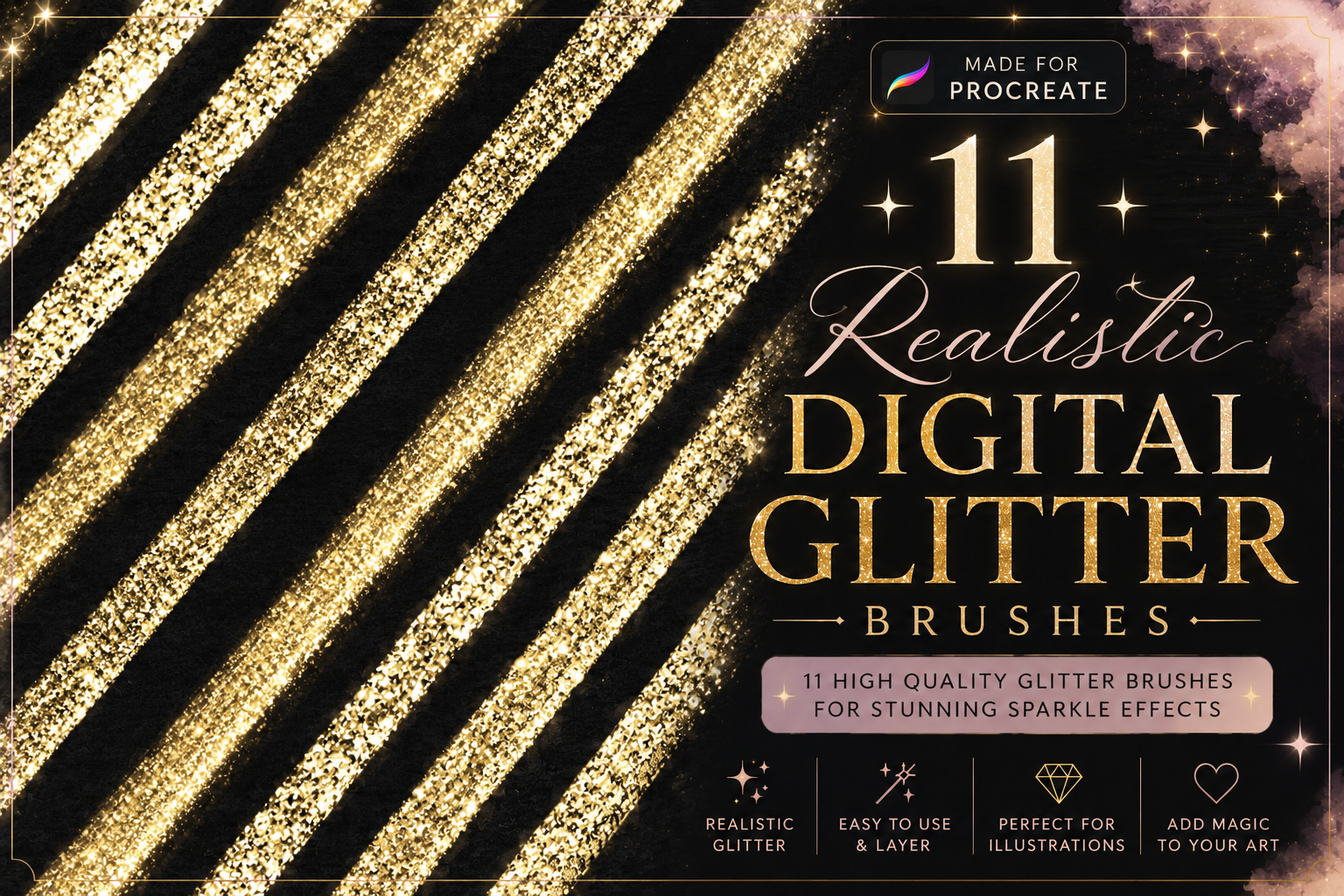 glitter brushes procreate