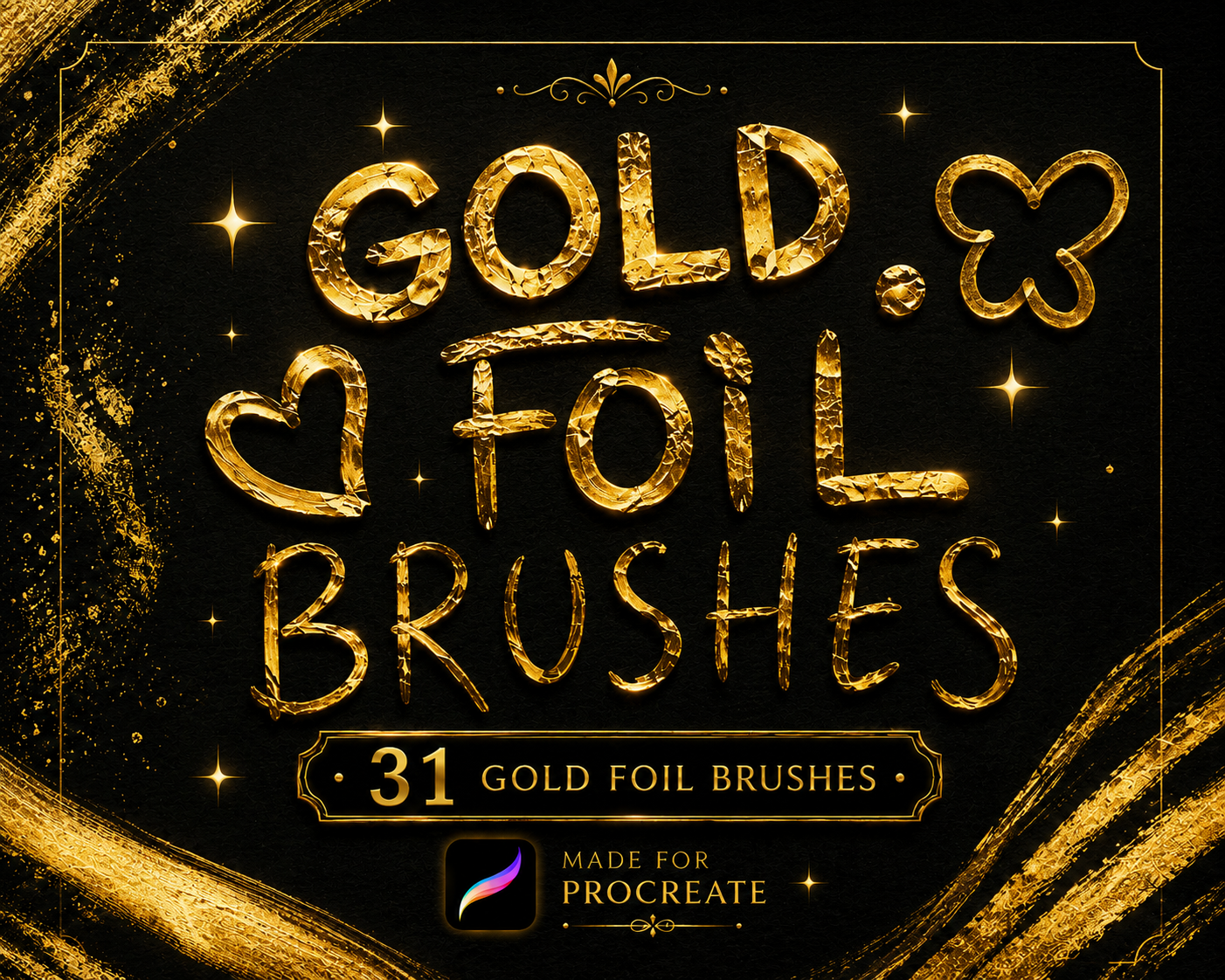 gold foil brushes procreate