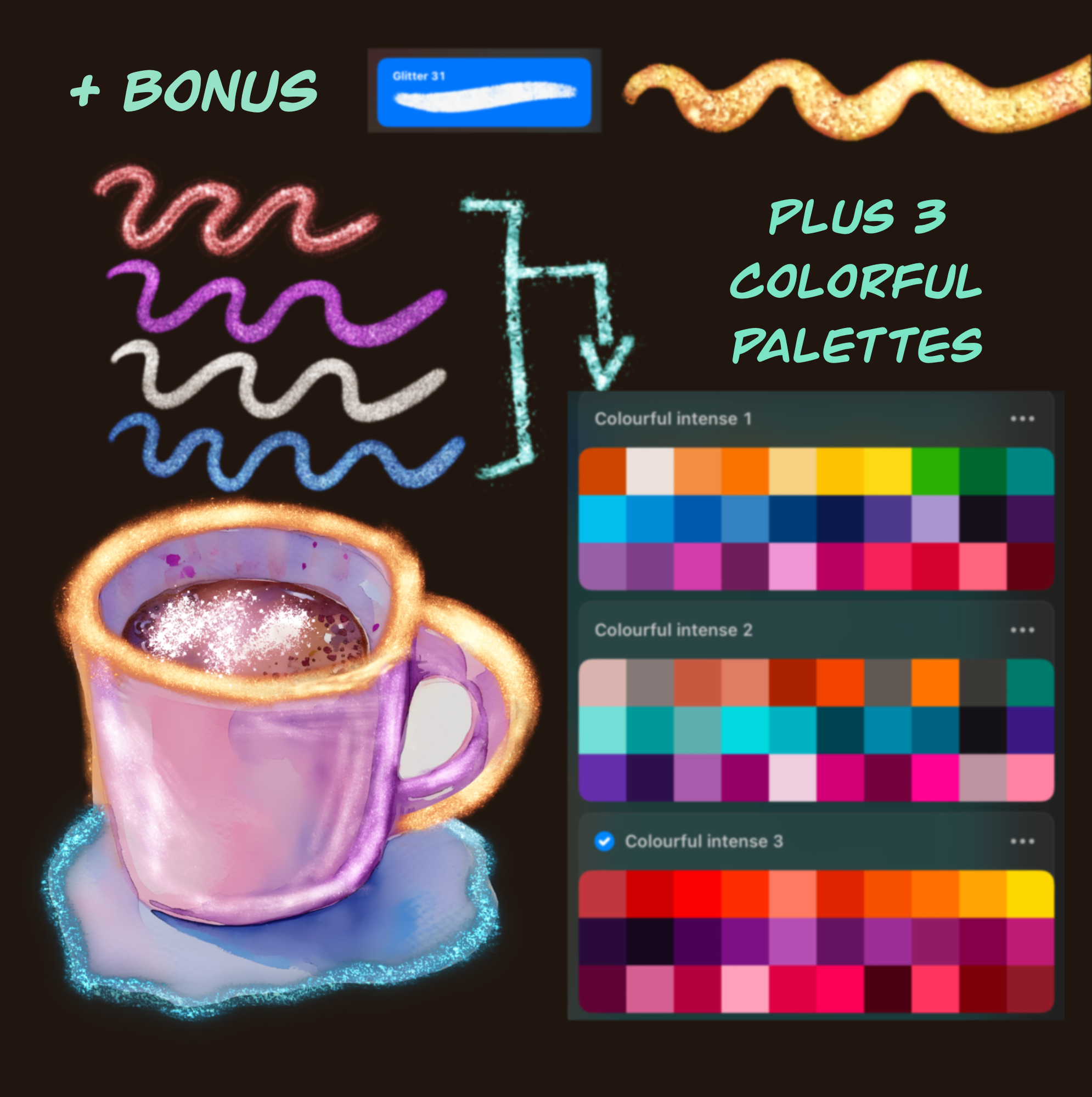 Glitter Brushes for Procreate: Sparkly Digital Art Brush Set - Pack 1 - Image 8