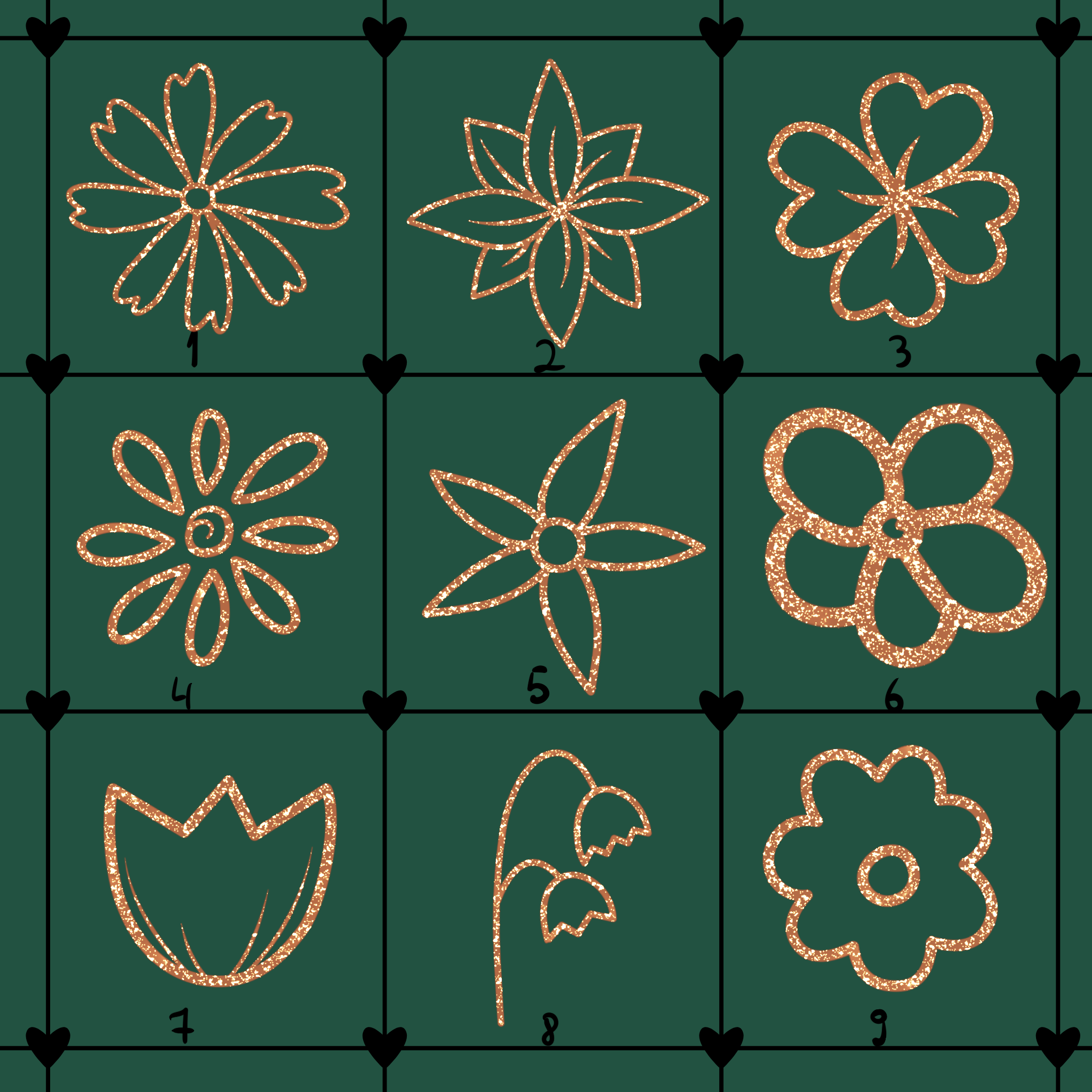 20 Procreate Glitter Stamps ✨ Floral & Heart Stamp Brushes - Image 3