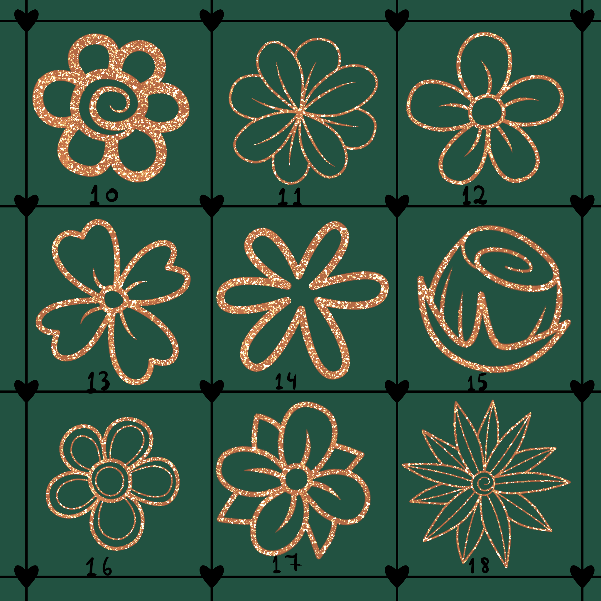 20 Procreate Glitter Stamps ✨ Floral & Heart Stamp Brushes - Image 4