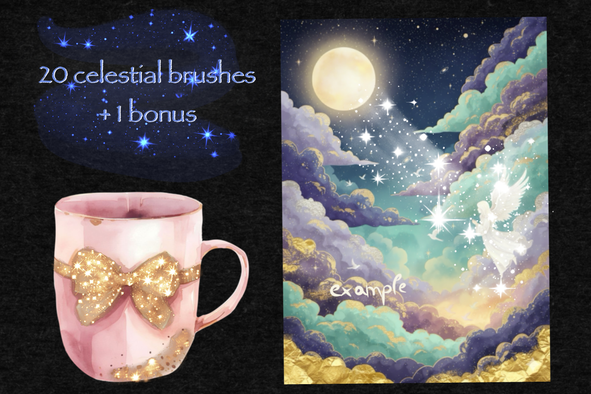 21 Celestial Glitter Brushes Procreate ✨ Gold Star & Sparkle Effects - Image 5