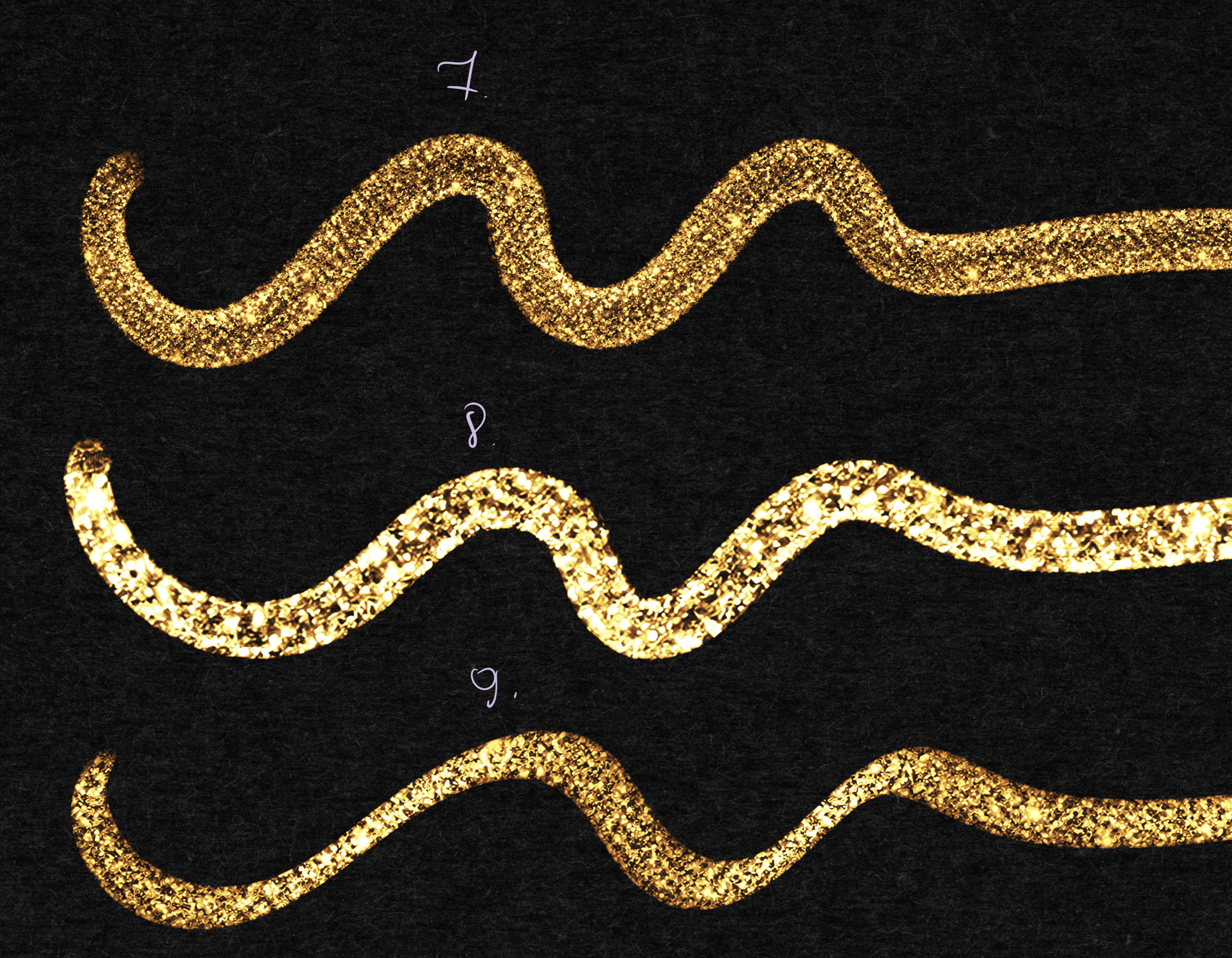 11 Glitter Brushes for Procreate – Realistic Gold & Sparkle Effects - Image 2