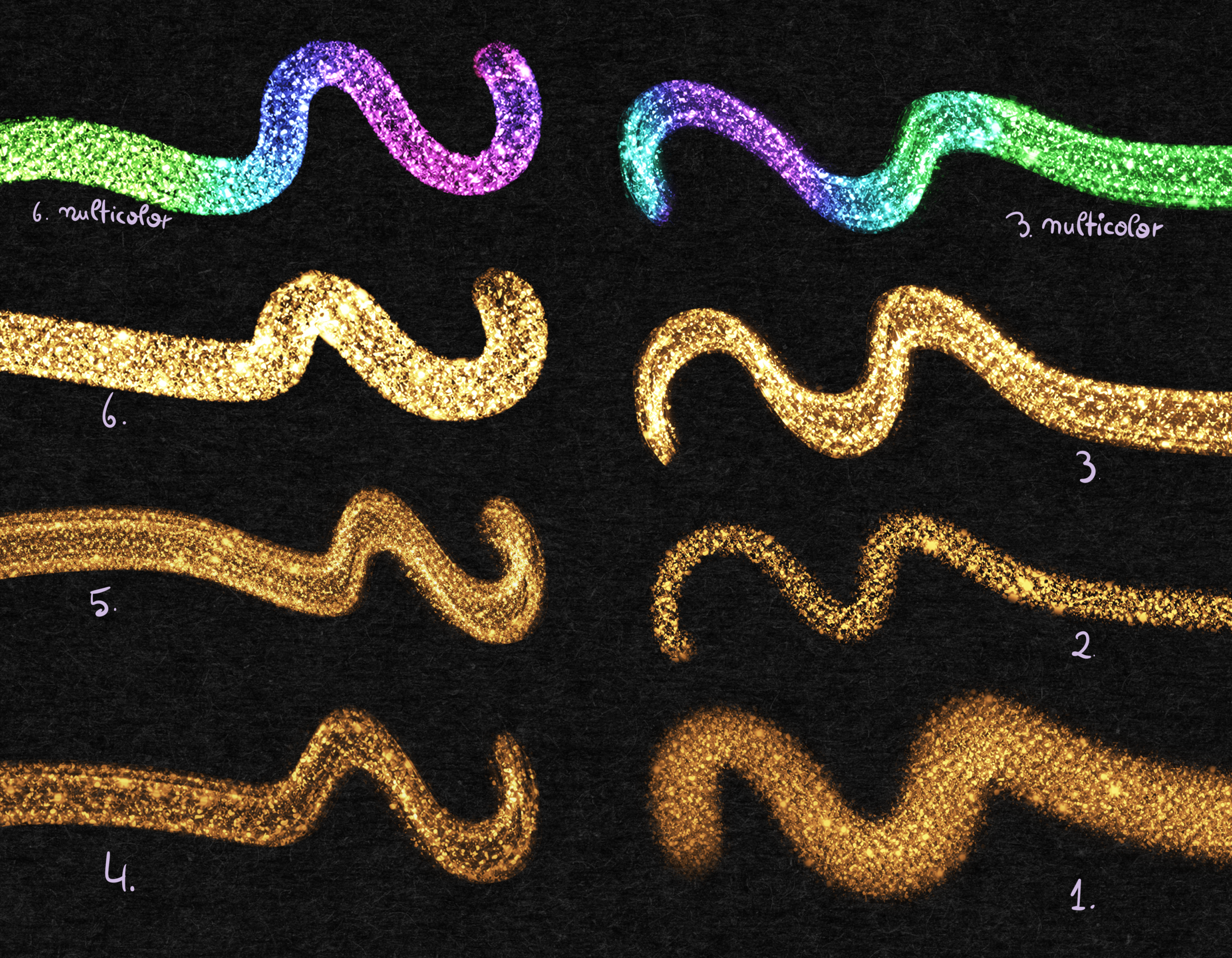 11 Glitter Brushes for Procreate – Realistic Gold & Sparkle Effects - Image 3