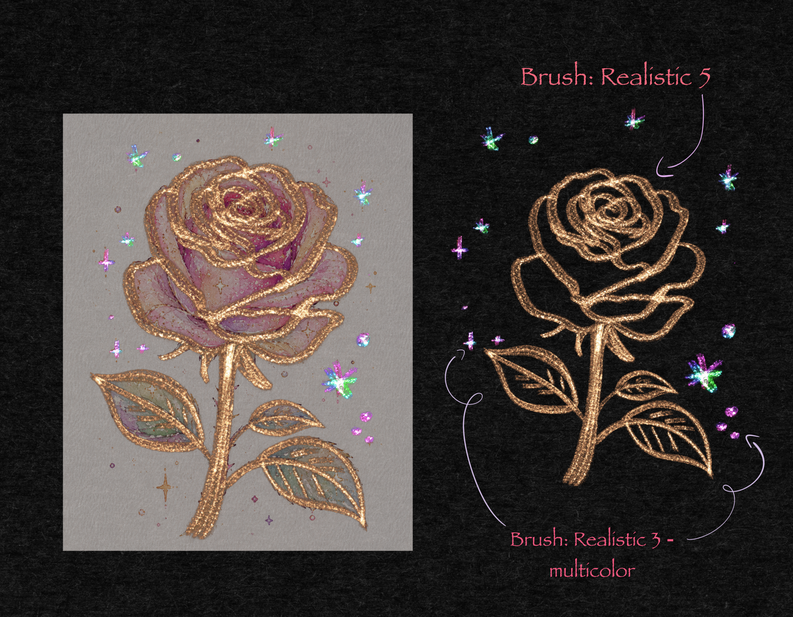 11 Glitter Brushes for Procreate – Realistic Gold & Sparkle Effects - Image 7