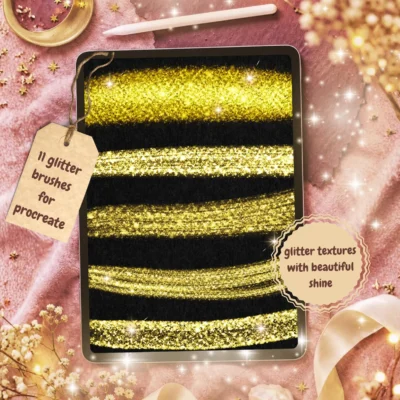 11 Glitter Brushes for Procreate – Realistic Gold & Sparkle Effects