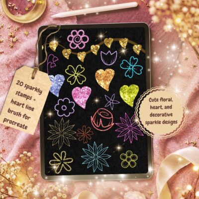 Glitter flower stamps