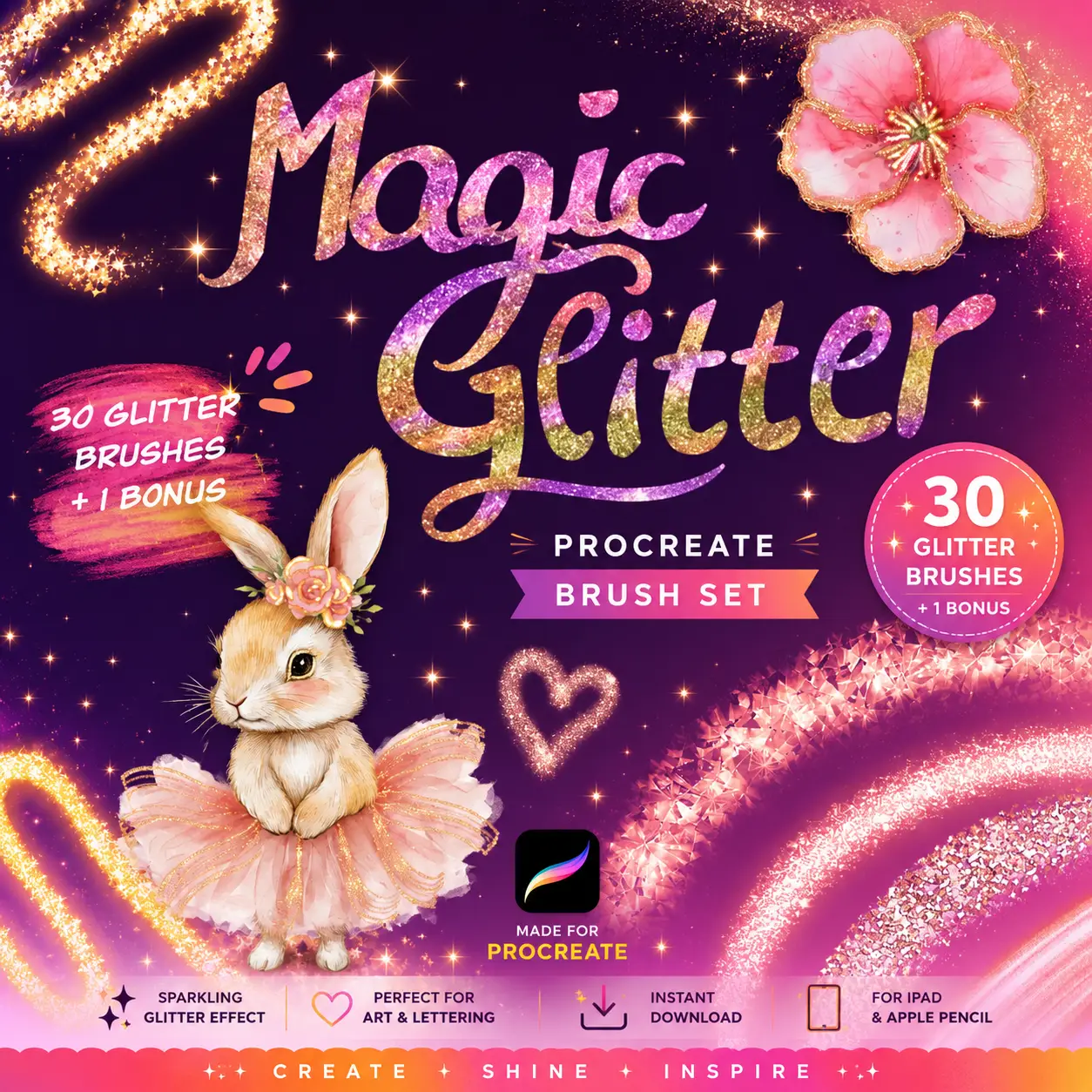 glitter brushes procreate