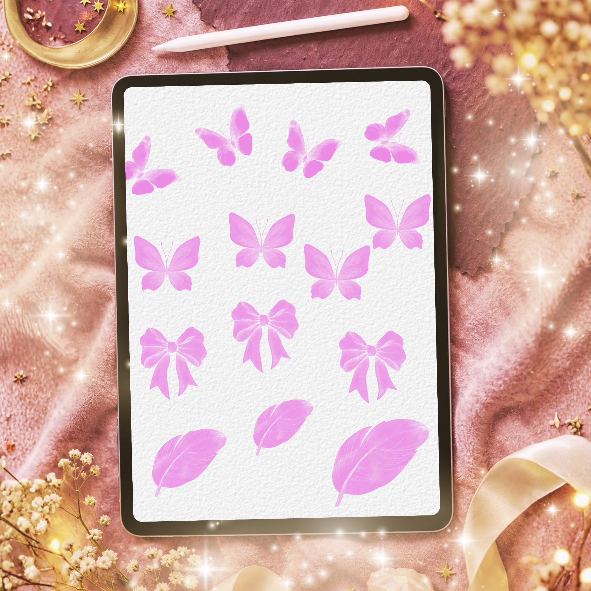 Cotton Candy Brush Set for Procreate – 40 Watercolor Brushes - Image 9
