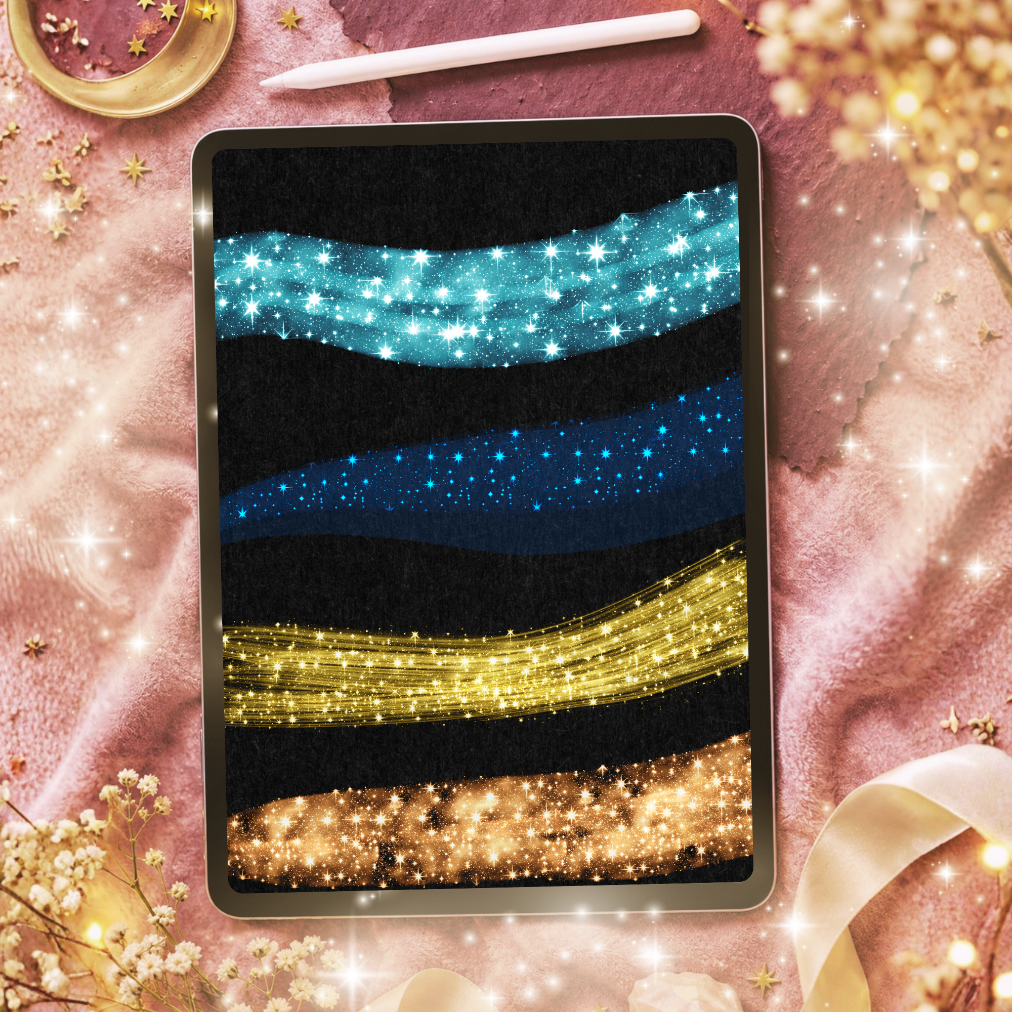 21 Celestial Glitter Brushes Procreate ✨ Gold Star & Sparkle Effects - Image 2
