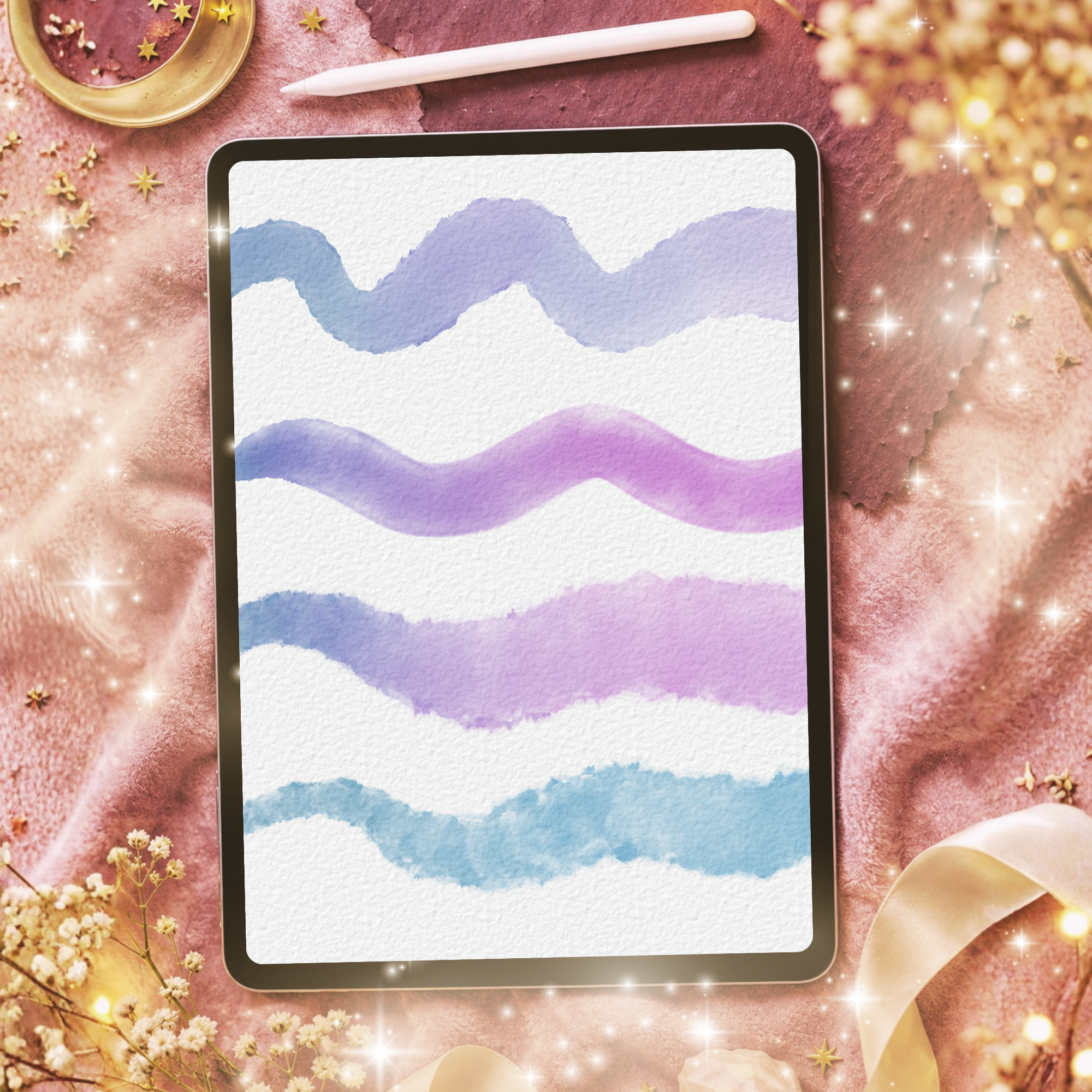 Cotton Candy Brush Set for Procreate – 40 Watercolor Brushes - Image 8