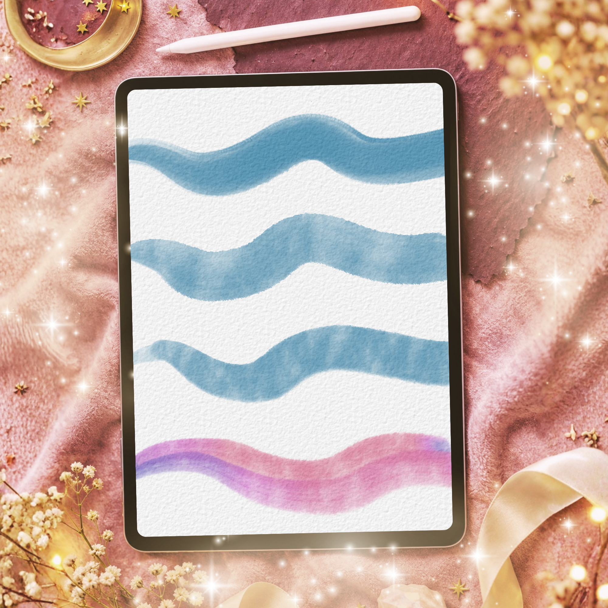 Cotton Candy Brush Set for Procreate – 40 Watercolor Brushes - Image 7