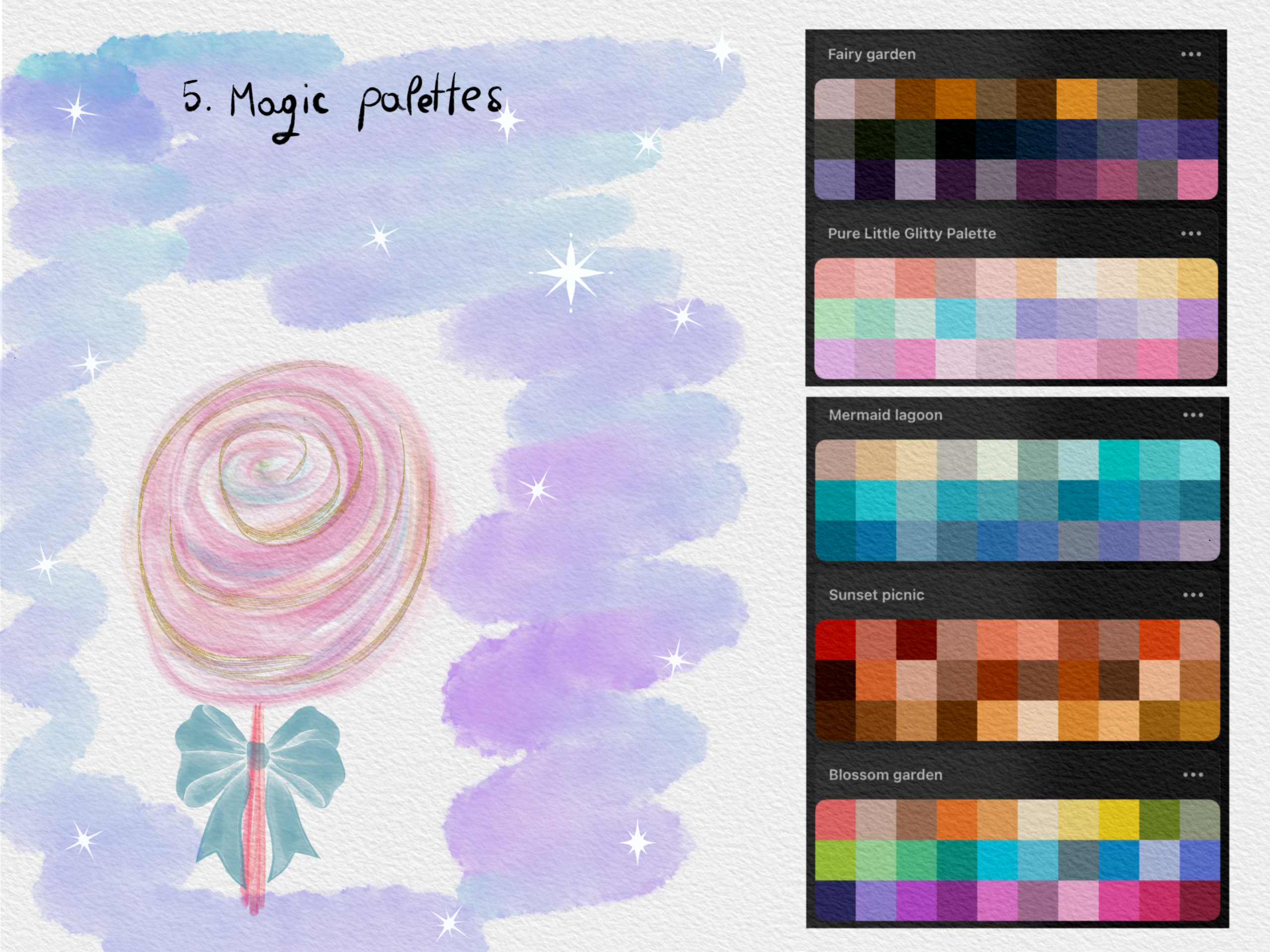 Cotton Candy Brush Set for Procreate – 40 Watercolor Brushes - Image 14