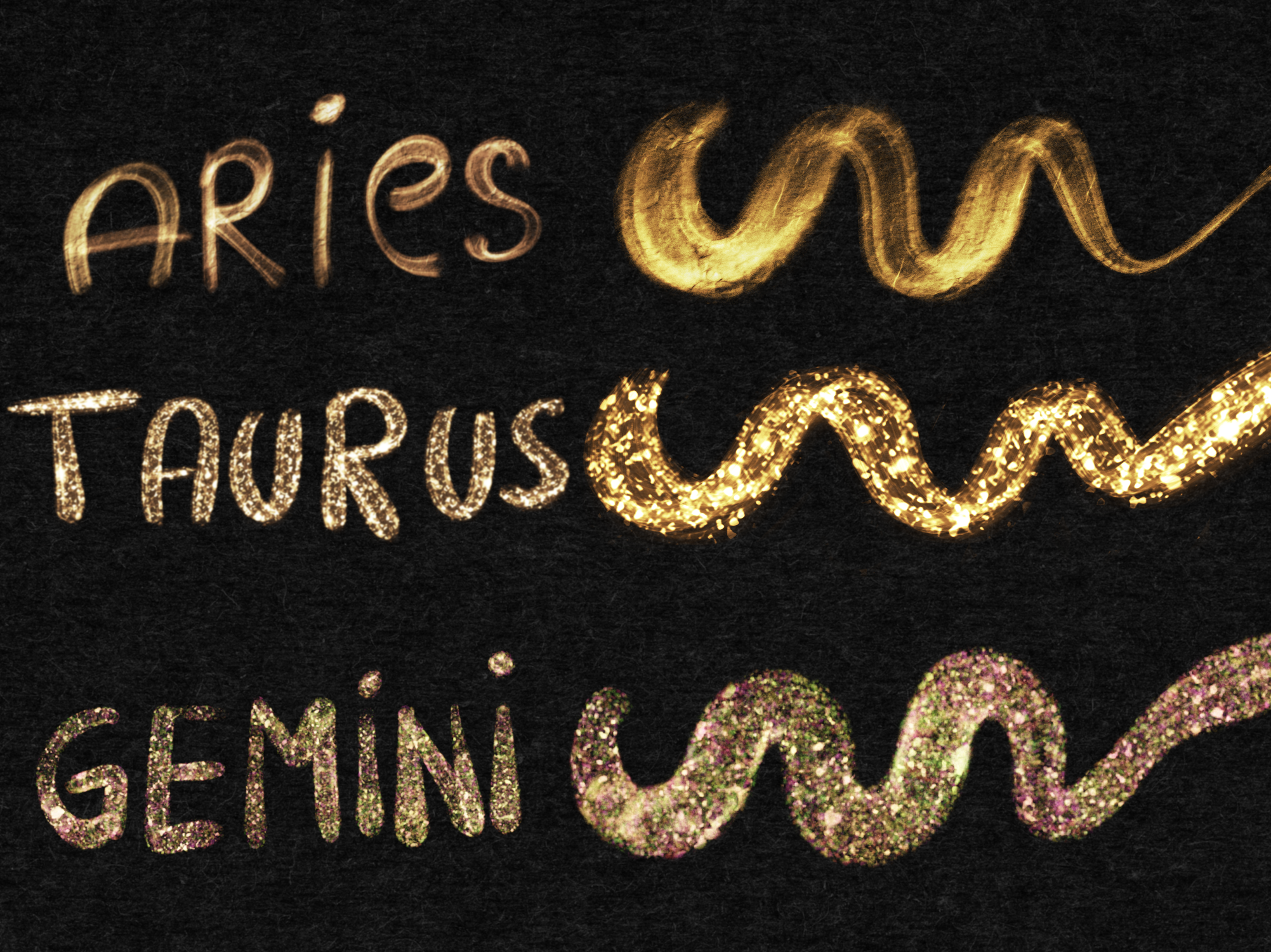 Zodiac Procreate Glitter Brushes β 12 Celestial Astrology Brushes - Image 2