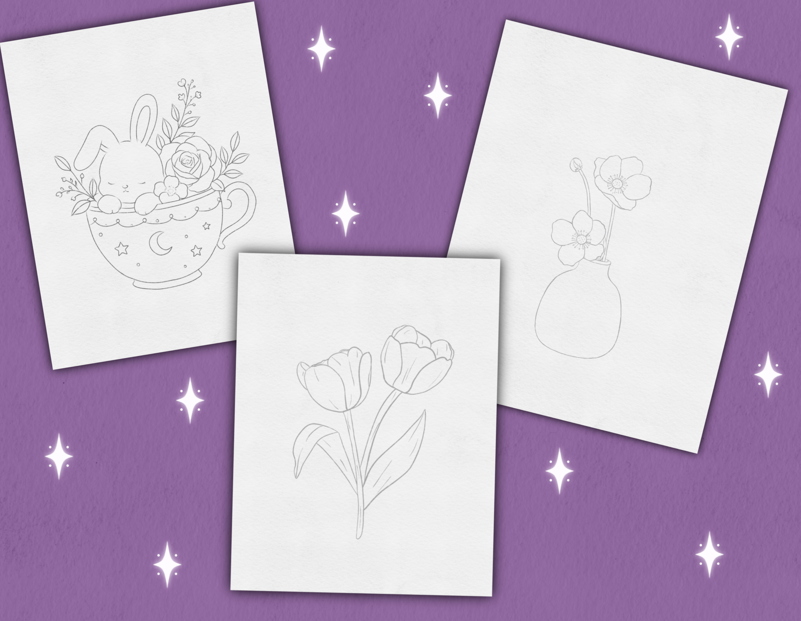Printable Coloring Pages for Adults | Whimsical Dreams Coloring Book | Fairy, Bunny, Moon Cat & Floral Coloring Pages | Instant PDF Download - Image 4